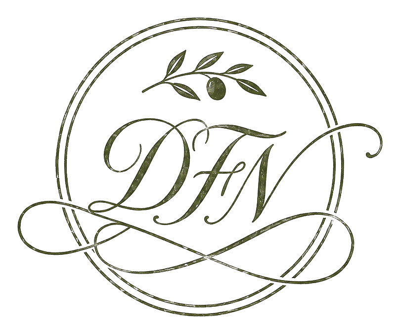Dolce Far Niente Saratoga olive branch monogram